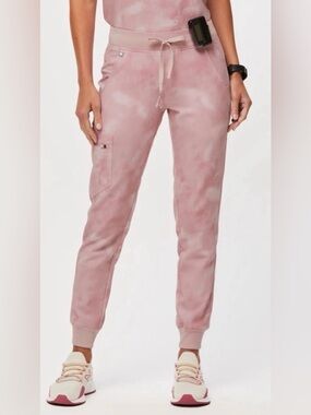FIGS Zamora Joggers • Breast Cancer Awareness • Pink Tie‑Dye • Women’s Large